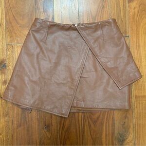 Brown Leather Mini Skirt